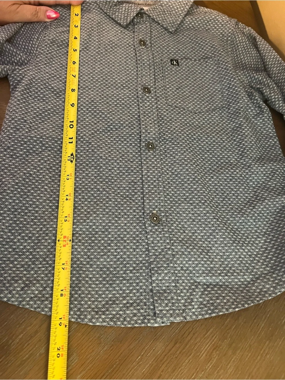Calvin Klein Boys' Gray Micro-Print Button-Down Shirt Sz 7 NWT